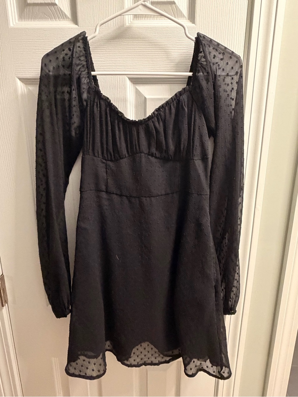 Hollister Black Polka Dot Long-Sleeve Mini Dress